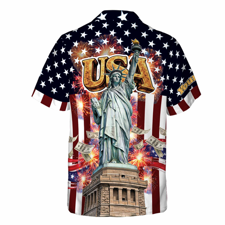 USA 250th Statue of Liberty Patriotic Celebration Button Down Shirt S-5XL