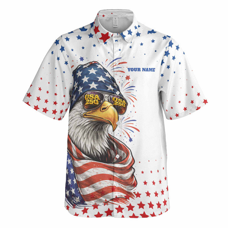 Cool America 250th Eagle Sunglasses Patriotic Button Down Shirt S-5XL