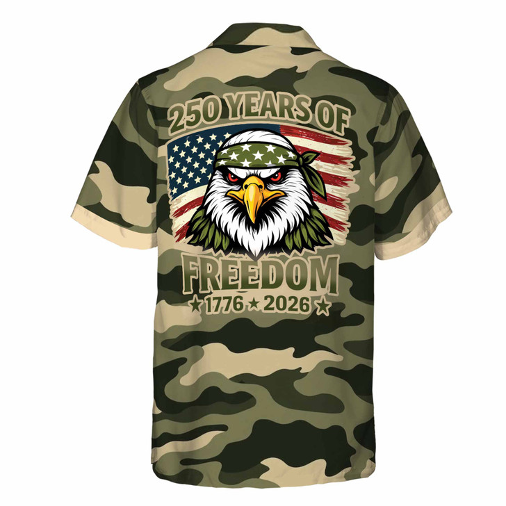 Personalized Camo 250 Years of Freedom Eagle Button Down Shirt S-5XL