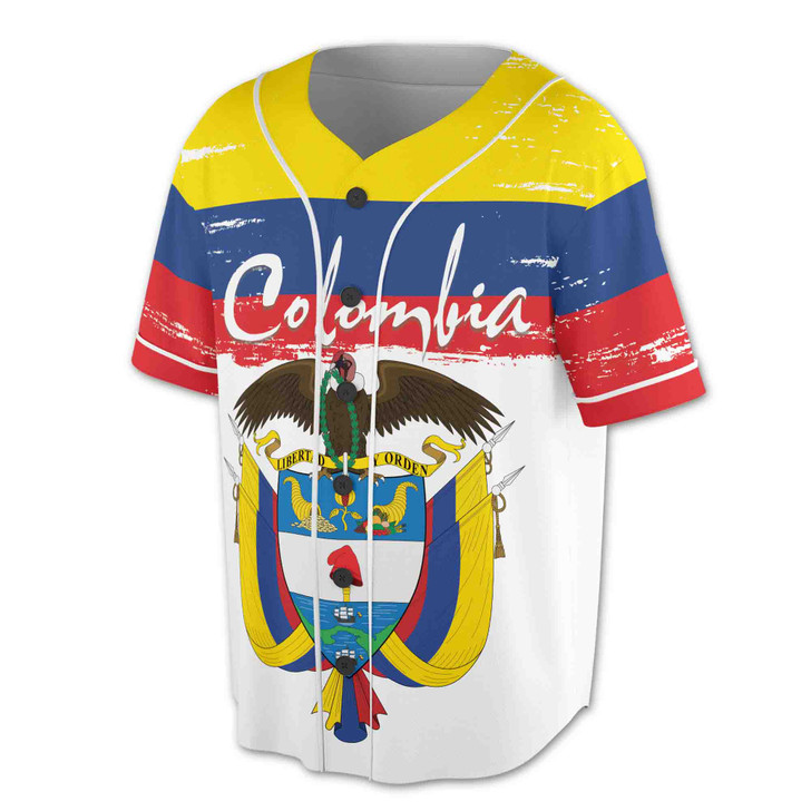 Personalize Name Number Colombia Flag coat of arms Baseball Jersey S-5XL