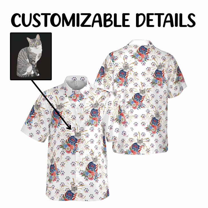 Custom Pet Picture 250 Years of America Patriotic Button Down Shirt S-5XL