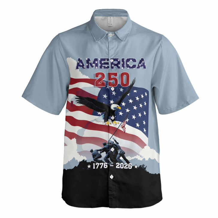 Honoring 250th Anniversary Iwo Jima Flag Raising Button Down Shirt S-5XL