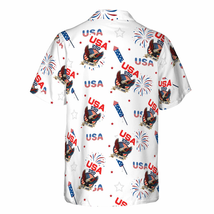 USA 250th Anniversary Landmarks Vintage Patriotic Button Down Shirt S-5XL