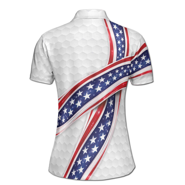 Patriotic USA Flag Golf Ball Custom Name American Stars Stripes Women's Polo Shirt S-5XL