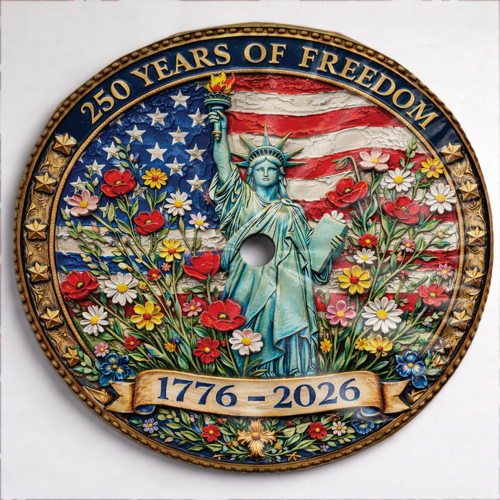 USA 250th Anniversary Lady Liberty With Flowers Spare Tire Cover