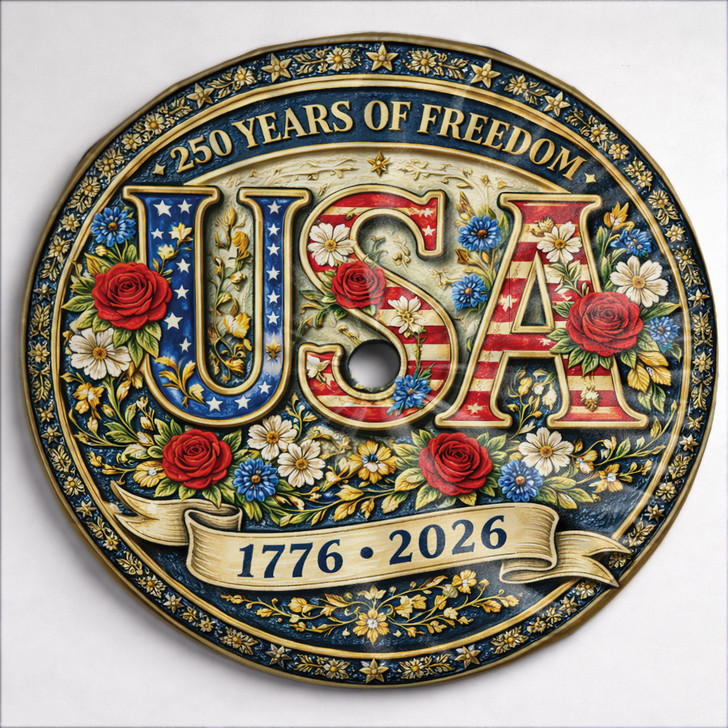 USA Anniversary 250 Years of Freedom Floral Spare Tire Cover