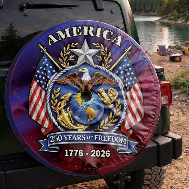 Military Pride America Anniversary 250 Years Freedom Spare Tire Cover