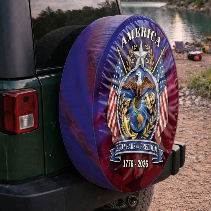 Military Pride America Anniversary 250 Years Freedom Spare Tire Cover