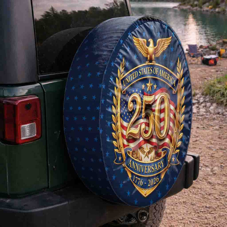 USA 250th Anniversary Golden Eagle America Spare Tire Cover