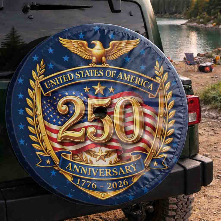 USA 250th Anniversary Golden Eagle America Spare Tire Cover
