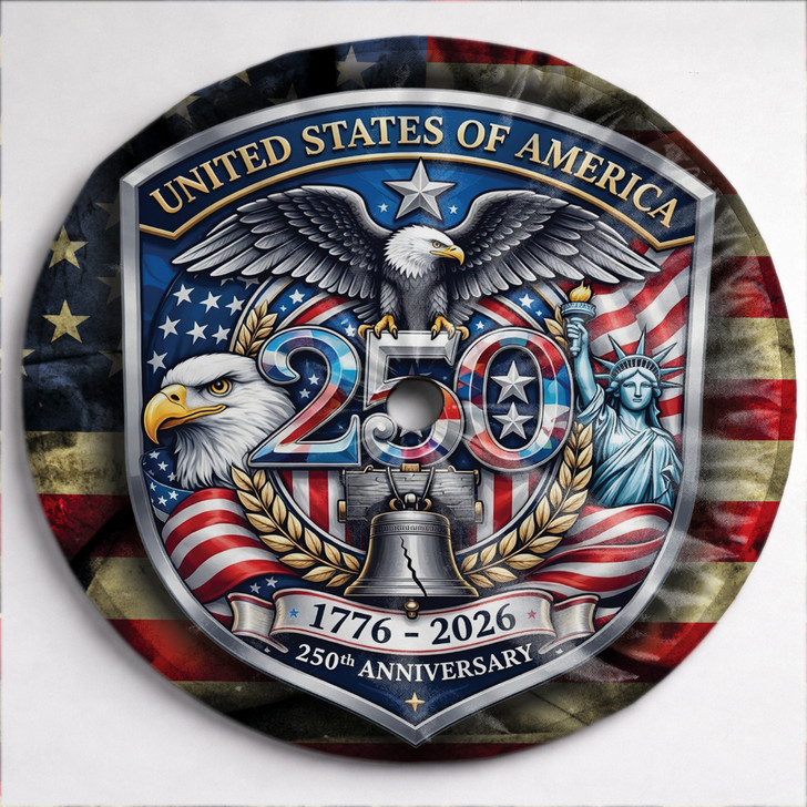 Patriotic United States 250 Years Freedom Icons Spare Tire Cover
