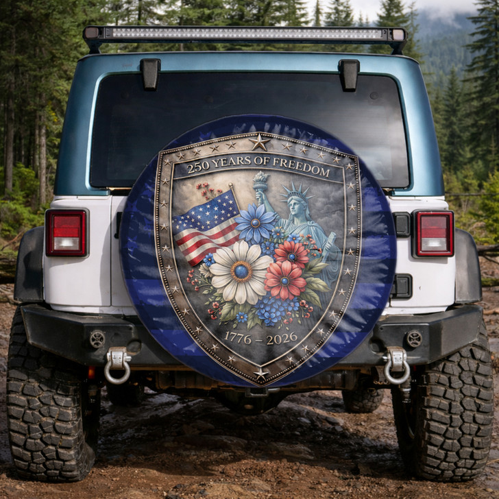USA  250 Years of Freedom Liberty Floral Spare Tire Cover