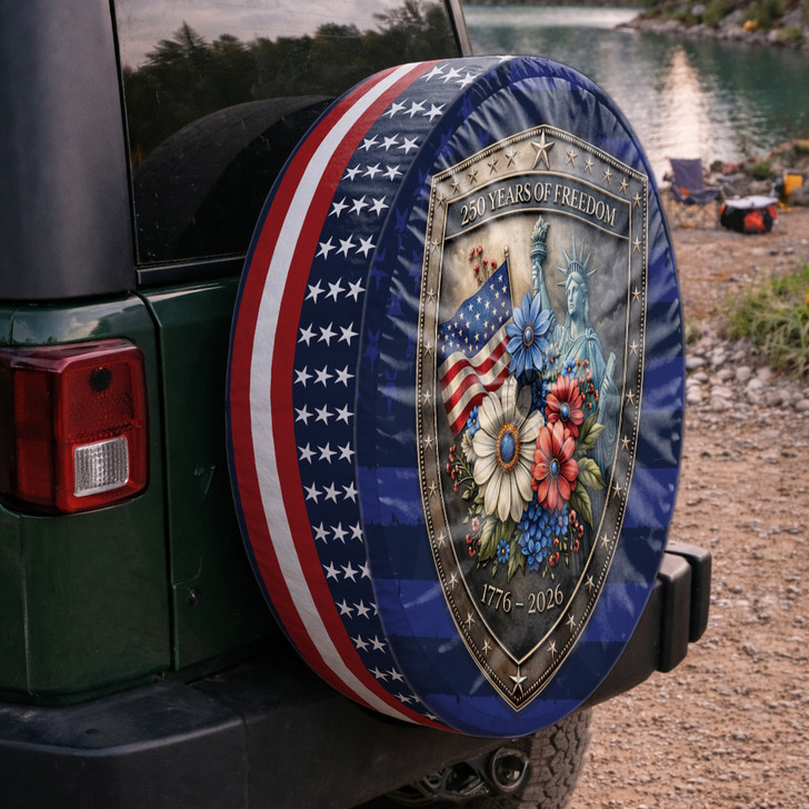 USA  250 Years of Freedom Liberty Floral Spare Tire Cover