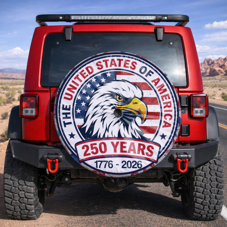 Vintage American Flag Eagle 250th Anniversary Spare Tire Cover