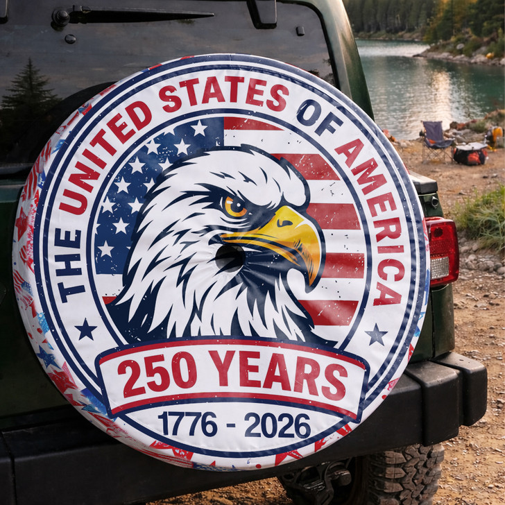 Vintage American Flag Eagle 250th Anniversary Spare Tire Cover