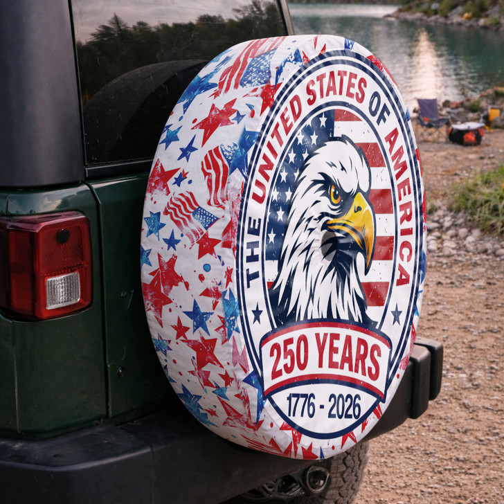 Vintage American Flag Eagle 250th Anniversary Spare Tire Cover