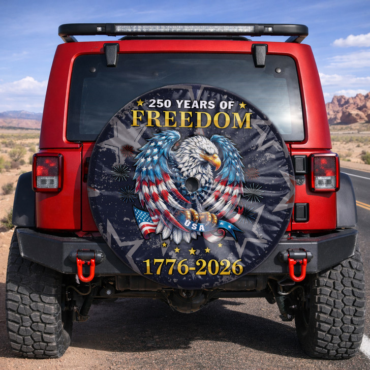 Celebration 250 Years of Freedom Fireworks Eagle Spare Tire Cover