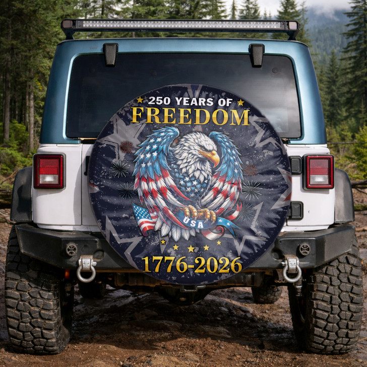 Celebration 250 Years of Freedom Fireworks Eagle Spare Tire Cover