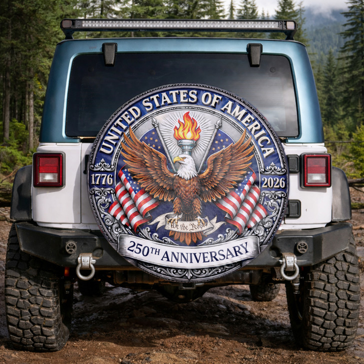 Celebration USA 250th Anniversary Liberty Eagle Torch Spare Tire Cover
