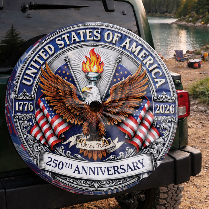 Celebration USA 250th Anniversary Liberty Eagle Torch Spare Tire Cover