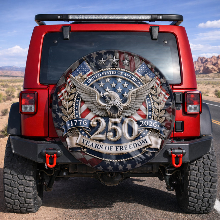 Freedom USA 250th Anniversary Silver Eagle Spare Tire Cover