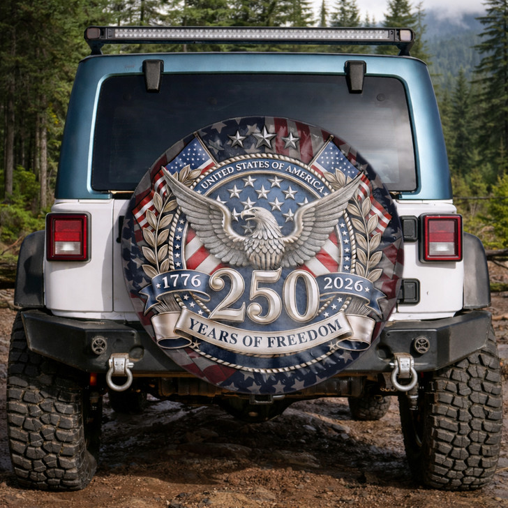 Freedom USA 250th Anniversary Silver Eagle Spare Tire Cover