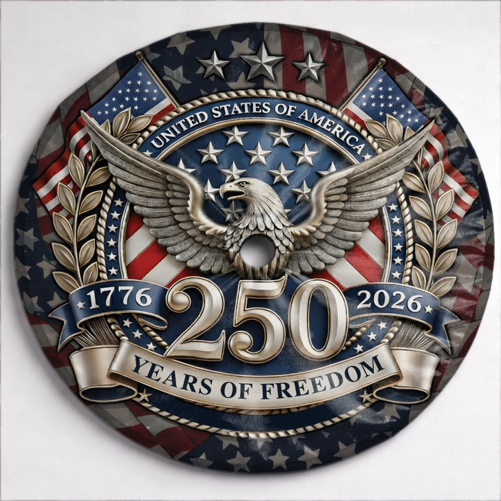 Freedom USA 250th Anniversary Silver Eagle Spare Tire Cover