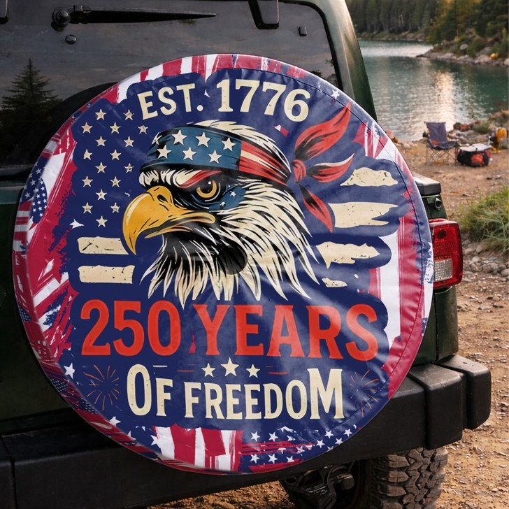 Patriotic American Flag Eagle 250 Years of Freedom Spare Tire Cover