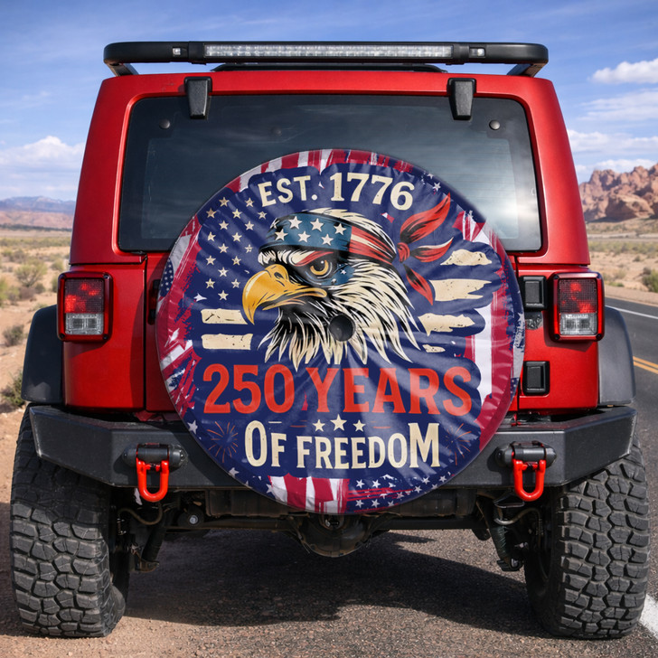 Patriotic American Flag Eagle 250 Years of Freedom Spare Tire Cover