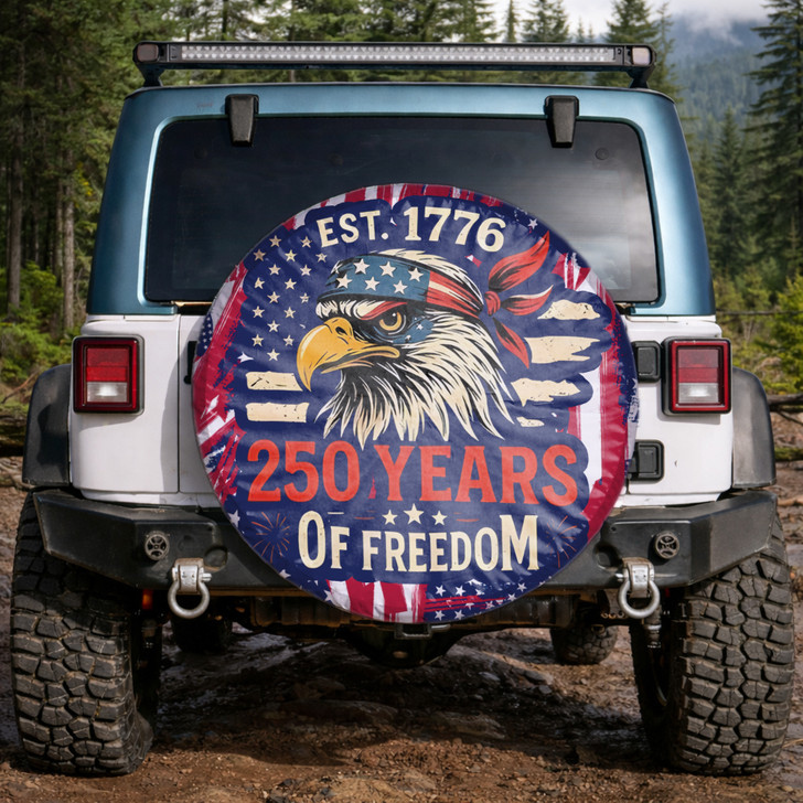 Patriotic American Flag Eagle 250 Years of Freedom Spare Tire Cover