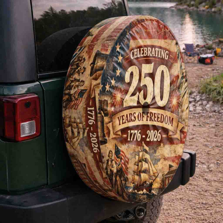 Celebrating Patriotic 250 Years of Freedom USA Spare Tire Cover