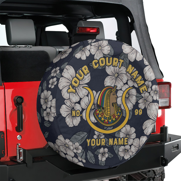 Custom Imperial Court Symbol Masonic Floral Blue White Yellow Spare Tire Cover