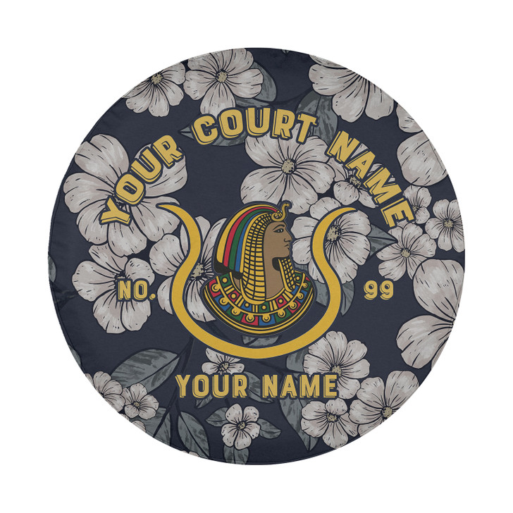 Custom Imperial Court Symbol Masonic Floral Blue White Yellow Spare Tire Cover