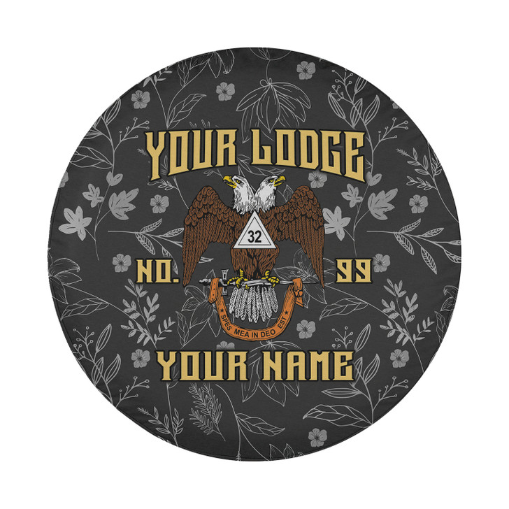 Customized Wings Down Scottish Rite 33° Masonic Floral Pattern Spare Tire Cover