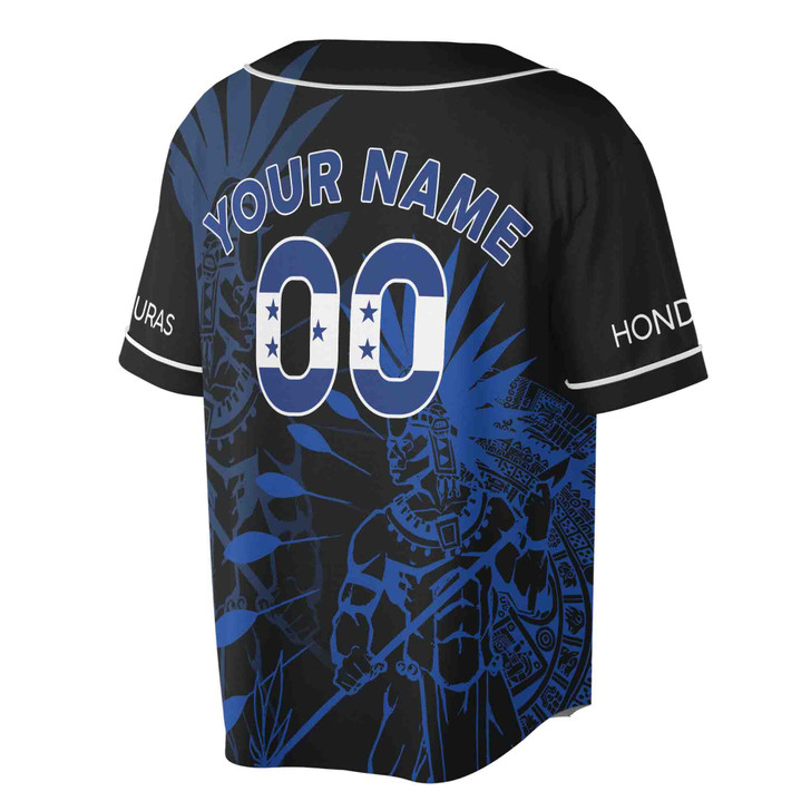 Personalized Honduras Flag Coat of Arms Symbol Dark Blue Baseball Jersey S-5XL