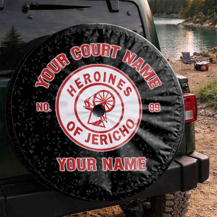Custom Heroines of Jericho Symbol Mason Leaves Black White Red Spare Tire Cover