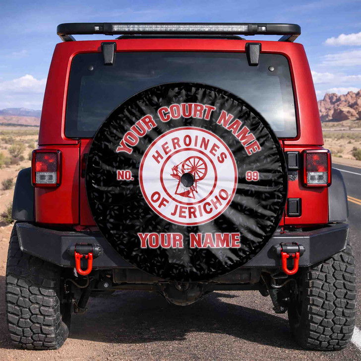 Custom Heroines of Jericho Symbol Mason Leaves Black White Red Spare Tire Cover