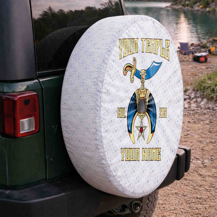 Custom Daughter of Sphinx Symbol Floral White Blue Yellow Spare Tire Cover