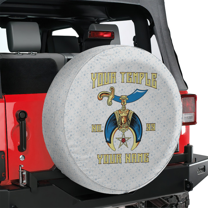 Custom Daughter of Sphinx Symbol Floral White Blue Yellow Spare Tire Cover