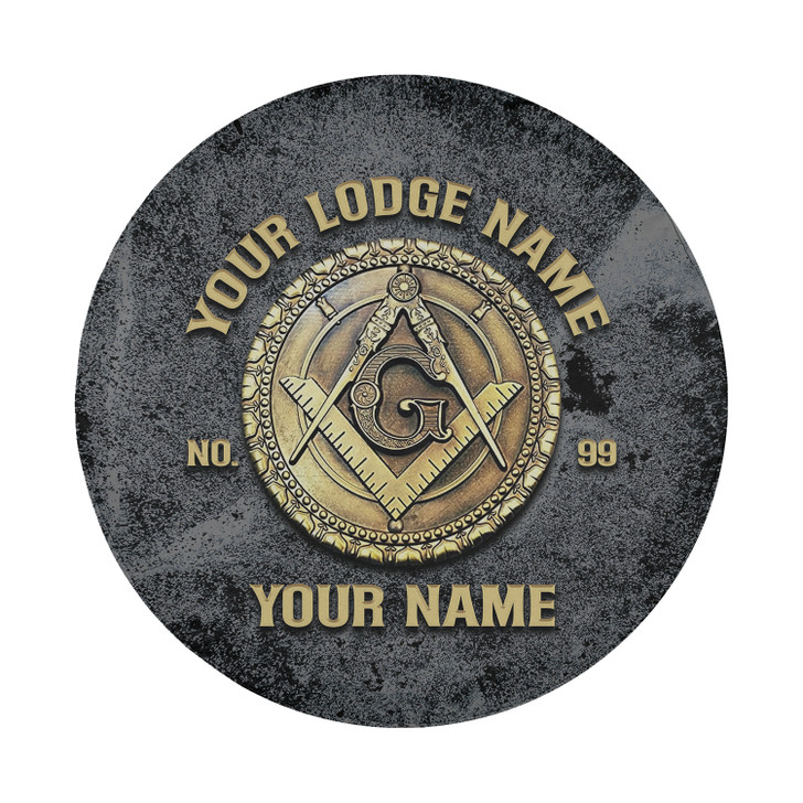 Customized Masonic Symbol Mason Grunge Black Grey Gold Spare Tire Cover