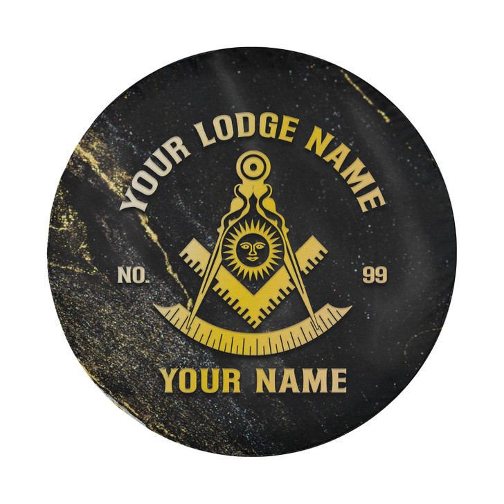 Customized Past Master Symbol Masonic Gold Dust Black Spare Tire Cover