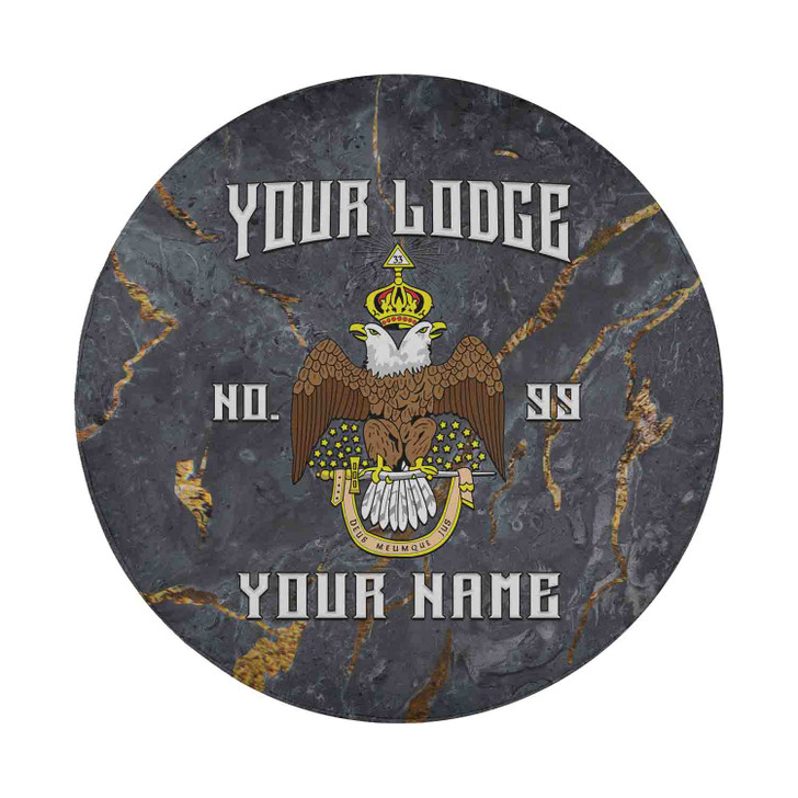 Customized Wings Down Scottish Rite 33° Masonic Gold Vein Gray Spare Tire Cover