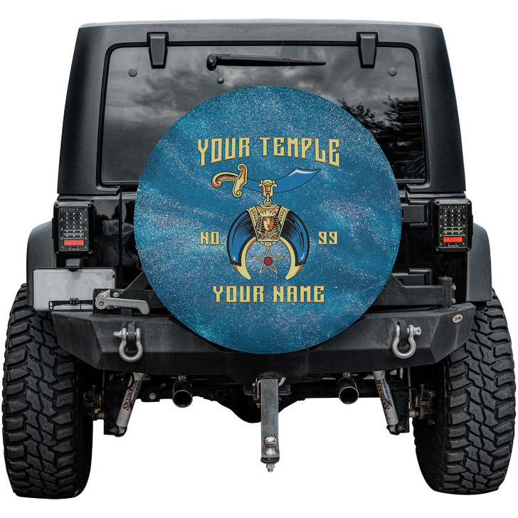Customized Daughter of Sphinx Symbol Masonic Blue Crystal Gold Spare Tire Cover