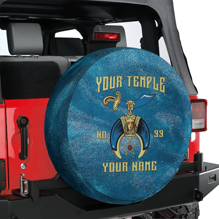 Customized Daughter of Sphinx Symbol Masonic Blue Crystal Gold Spare Tire Cover