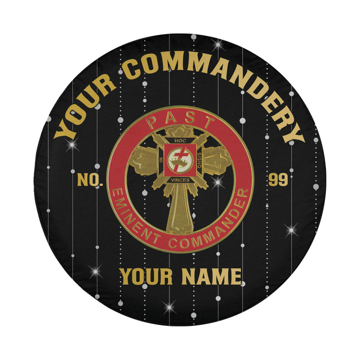 Custom Knights Templar Past Eminent Commander Dots Black White Spare Tire Cover