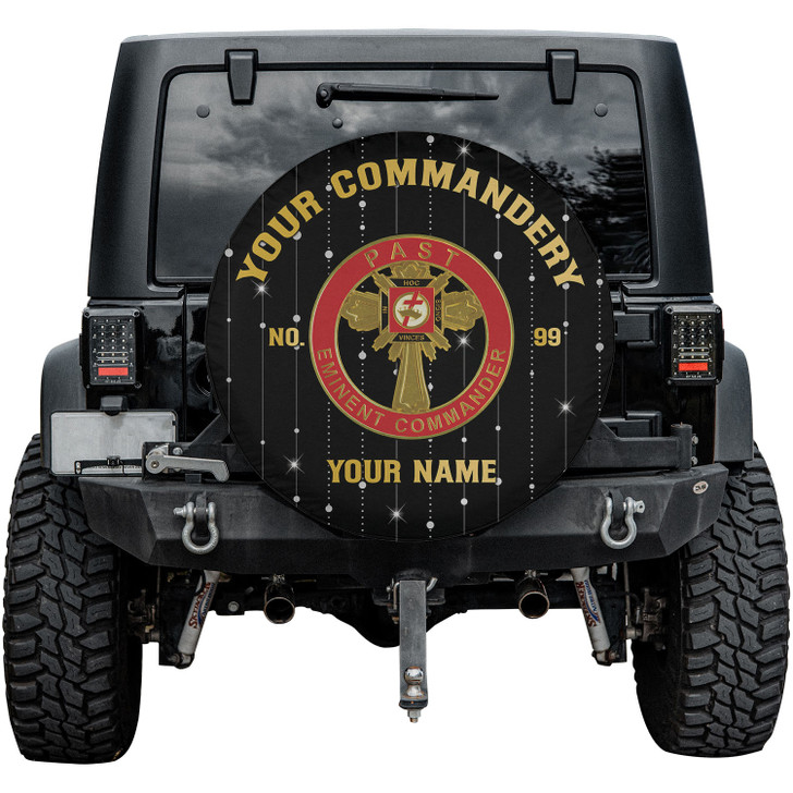 Custom Knights Templar Past Eminent Commander Dots Black White Spare Tire Cover