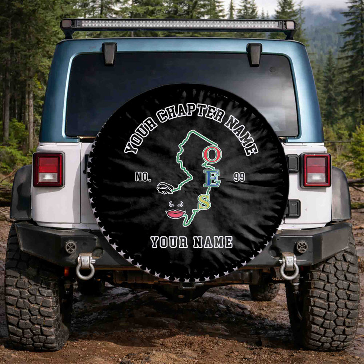 Customized OES Symbol Masonic Facial Features Black White Spare Tire Cover