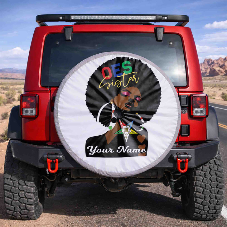 Customized OES Sistar Symbol Masonic Woman White Black Colorful Spare Tire Cover