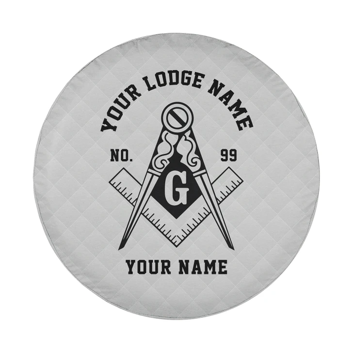 Customized Masonic Symbol Mason Geometric Hexagons White Spare Tire Cover