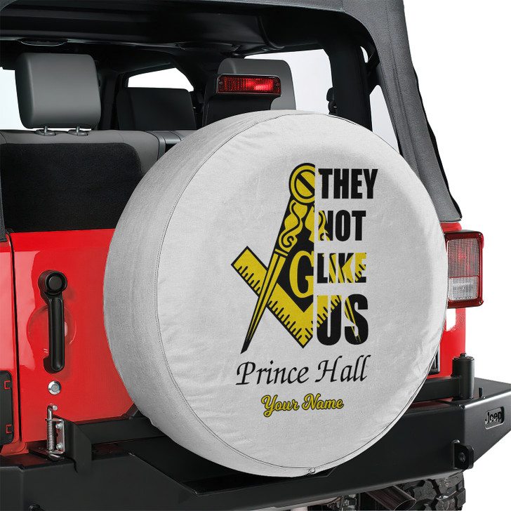 Custom Masonic Prince Hall They Not Like Us White Yellow Black Spare Tire Cover